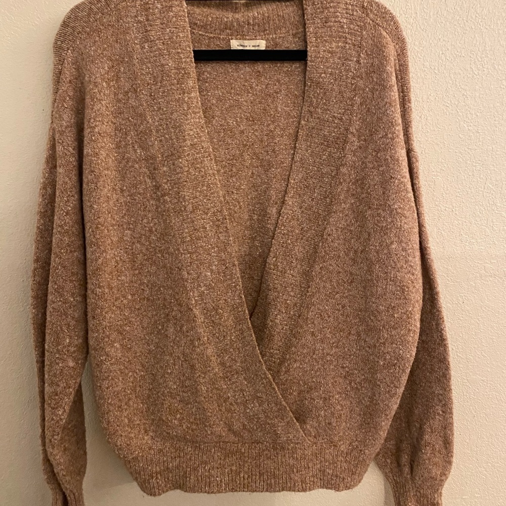 Speckled Deep V Cross Sweater